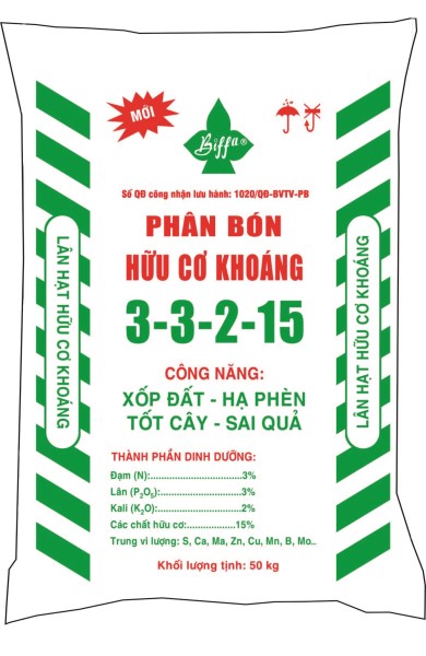npk3-3-2-15 Phân bón hữu cơ khoáng 3-3-2-15